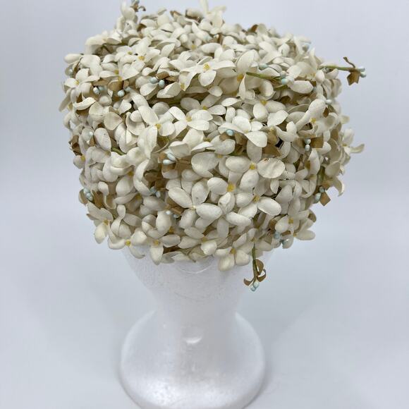 Vintage 60s Fascinator Pillbox Hat Dimensional Floral with Combs One Size - Picture 2 of 7